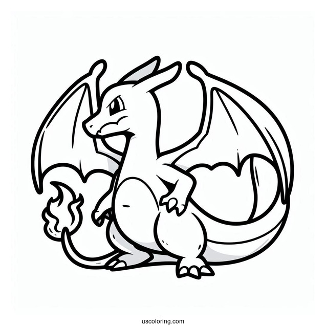 Easy Charizard Outline Coloring In For Kids(1)