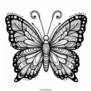 Butterfly With Large Wings Coloring In For Kids