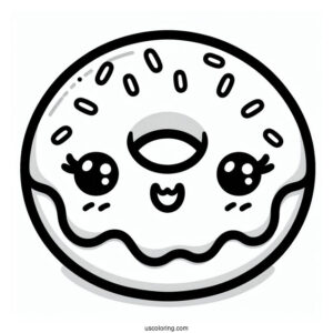 Kawaii Smiling Donut Coloring Sheet