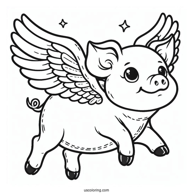 Flying Pig With Wings To Color
