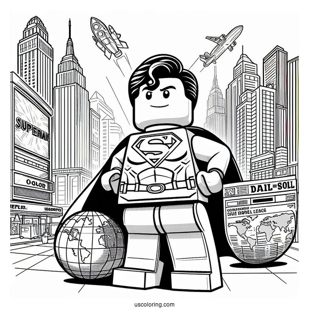Lego Superman In Front Of Daily Planet