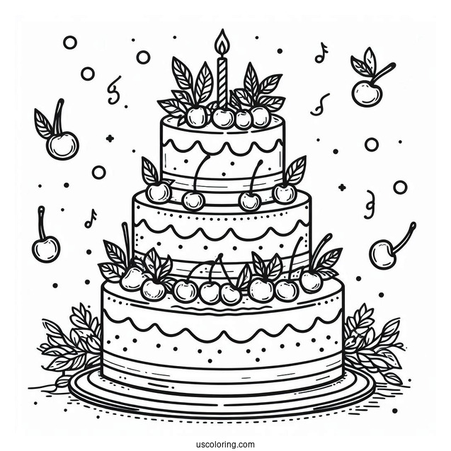 Two-Tiered Birthday Cake With Cherries