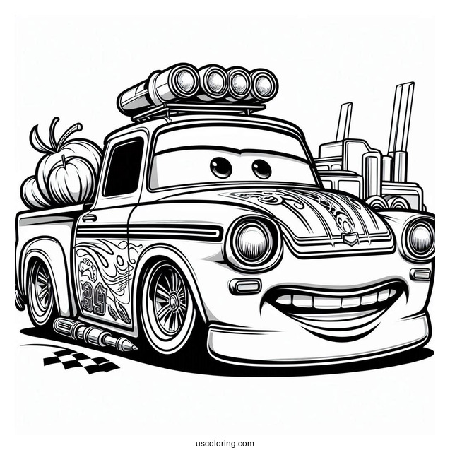 Lightning McQueen Lowrider Coloring Page For Kids
