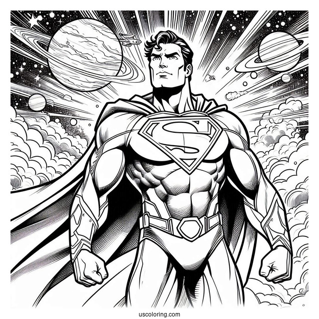 Justice League Coloring Page Of Superman In Space Coloring Sheet