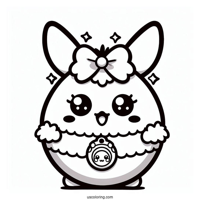 Cartoon Tamagotchi Coloring Page For Kids