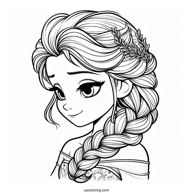 Elsa Hair Coloring Page For Kids