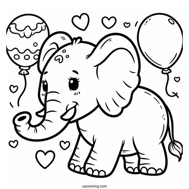 Easy Cartoon Elephant To Color