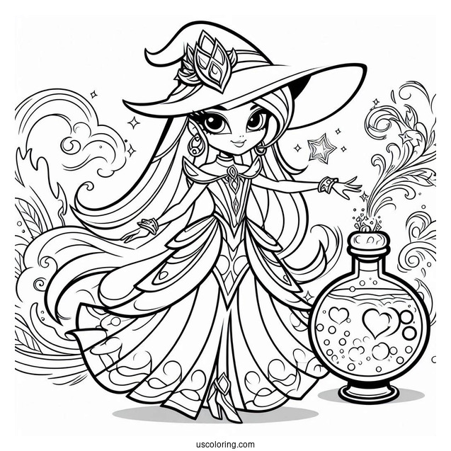 Shimmer And Shine Coloring Page Of Zeta The Sorceress Holding Potion