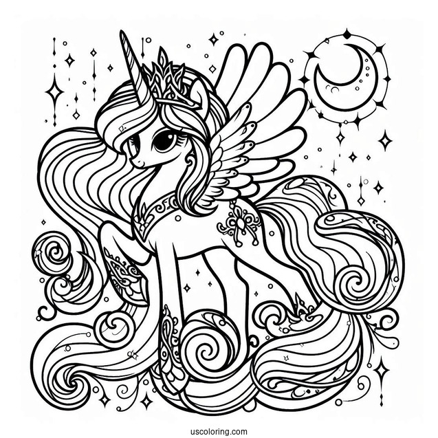 Elegant Princess Celestia Coloring Page