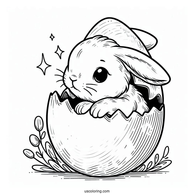 Easter Bunny Coloring Page Hatching From Easter Egg