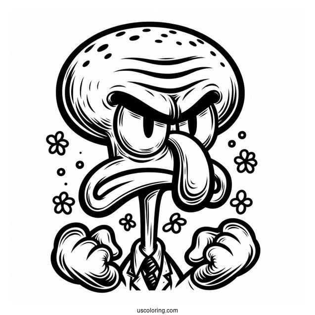 Angry Squidward Coloring Page Inside The Krusty Krab