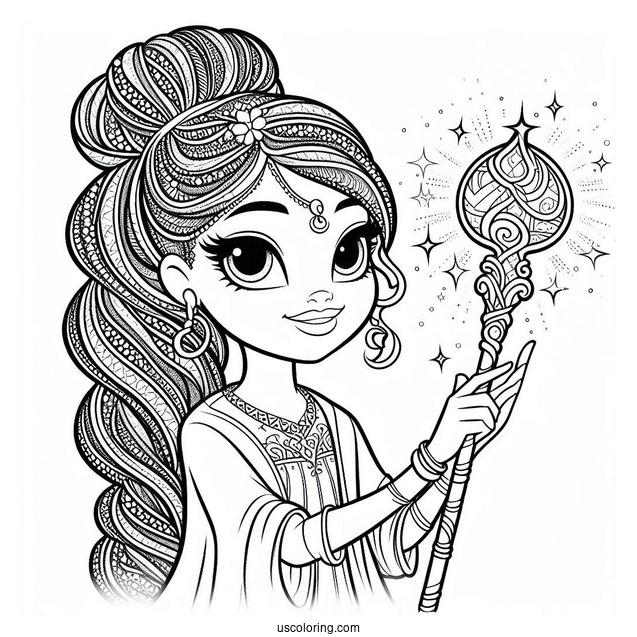 Shimmer And Shine Coloring Page Of Imma Showing Leah A Magical Staff