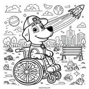 Coloring Sheet Of Rex In His Wheelchair