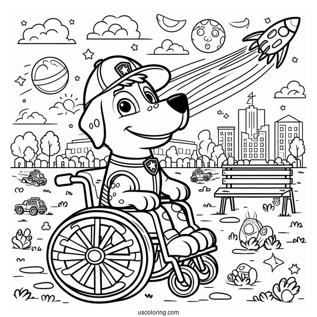 Coloring Sheet Of Rex In His Wheelchair