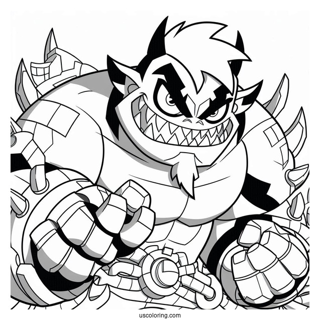 Ben 10 Coloring Page Of Bullfrag Smirking In Battle