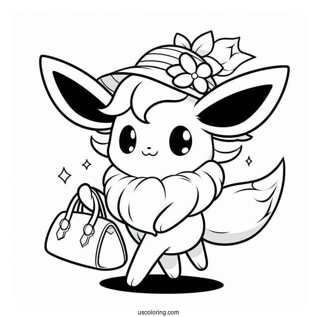 Happy Sylveon Coloring Page Carrying Handbag