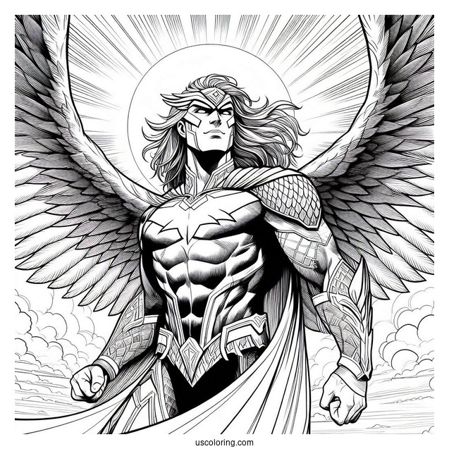 Justice League Coloring Page Of Hawkman In The Sky