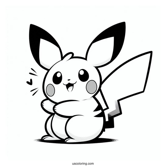 Kangaskid Hugging Pichu Coloring Page For Kids