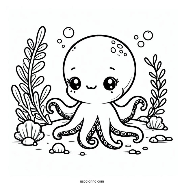 Baby Octopus Coloring Page Waking Mama Octopus