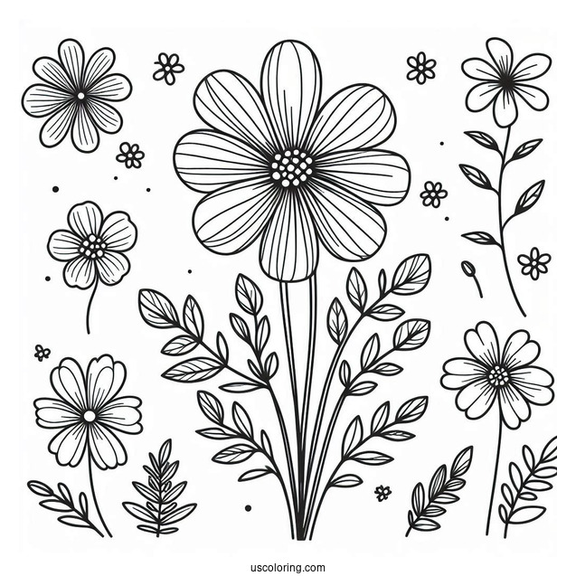 Flower Coloring Pages Of Easy Wildflowers For Preschoolers