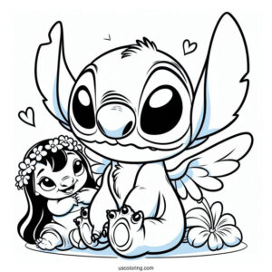 Scrump, Stitch, And Angel Coloring Page