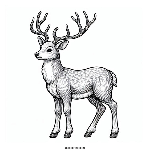 Realistic Looking Reindeer To Color