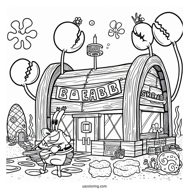 The Krusty Krab Restaurant Coloring Sheet