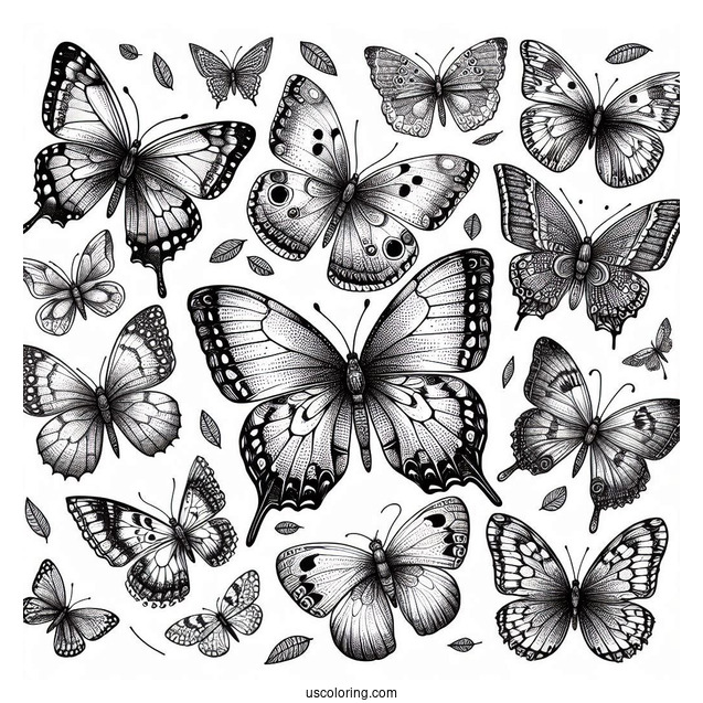 Top View Of An Assortment Of Butterflies