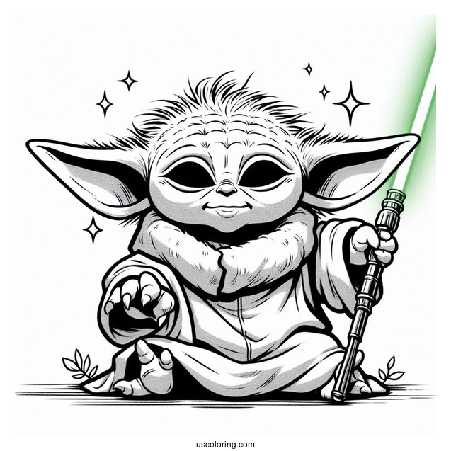 Baby Yoda Using The Force To Color