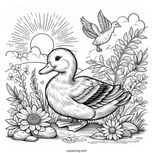 Realistic Duck Under The Summer Coloring Page Of Sun