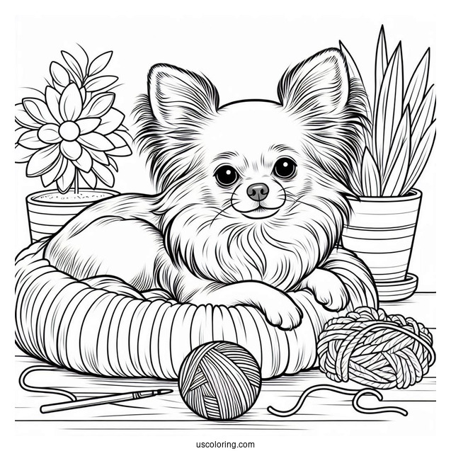 Chihuahua Coloring Page Resting Indoors