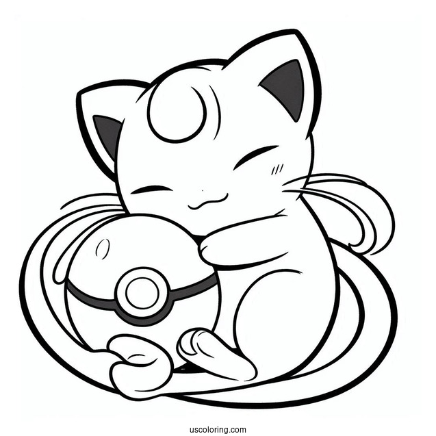 Mew Coloring Page Hugging Bulbasaur