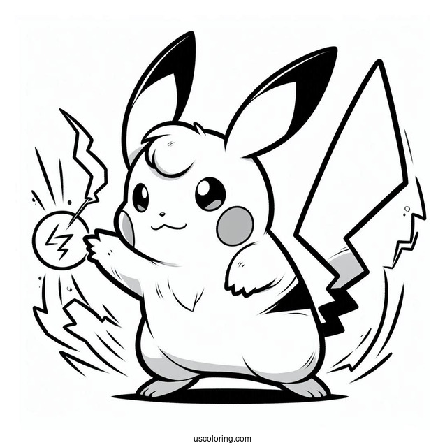 Alolan Raichu Coloring Page Using Tail To Attack