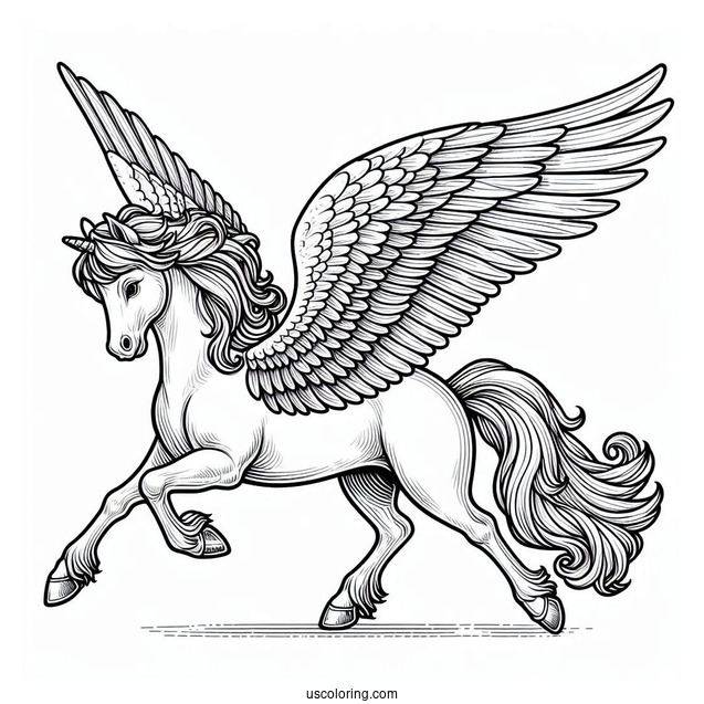 Majestic Pegasus Coloring Page With Large Wings
