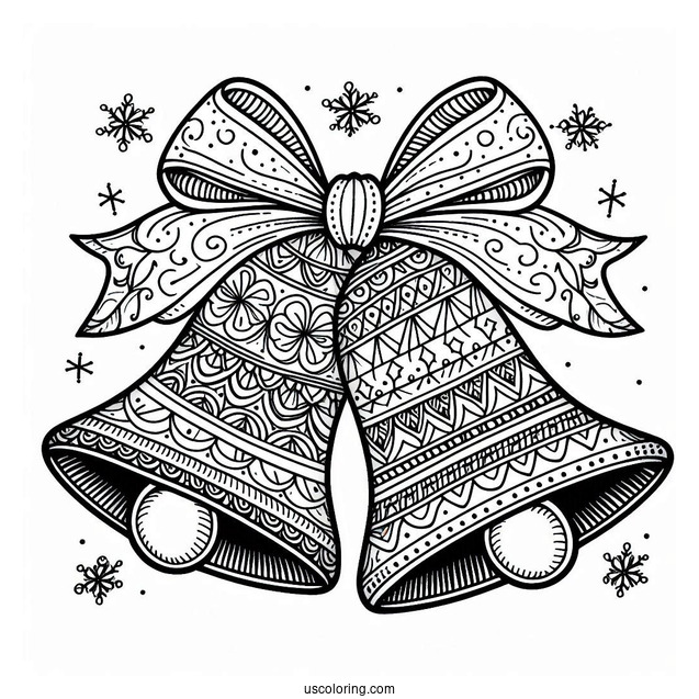 Christmas Coloring Pages For Adults Of Christmas Bells With Bow Zentangle Coloring Page For Adults