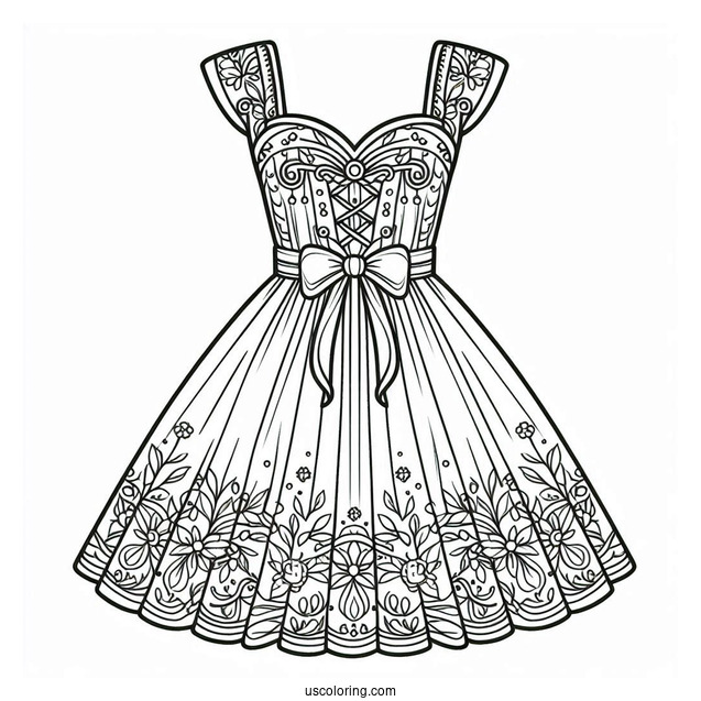 Easy Neoclassical Dress Coloring Page Design Coloring Page For Kids