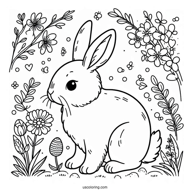 Spring Coloring Page Rabbit Outline Coloring Page For Preschoolers