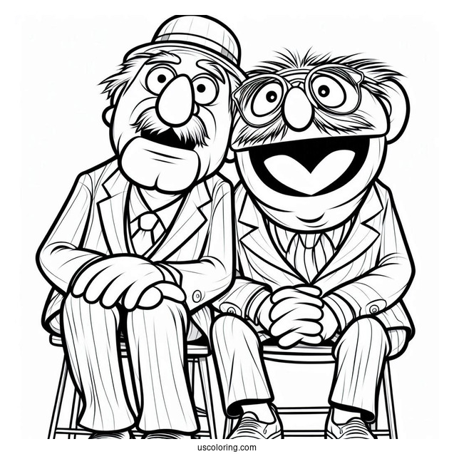 Muppets Coloring Page Of Statler And Waldorf Back To Back