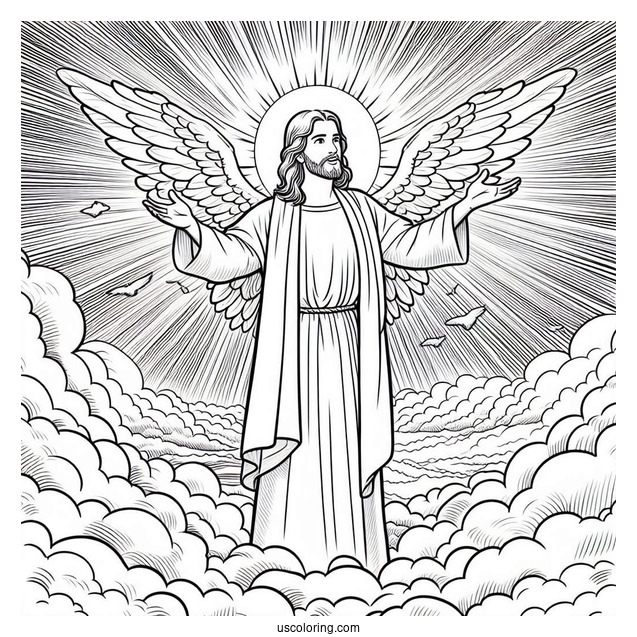 Jesus In Heaven Coloring Sheet For Kids