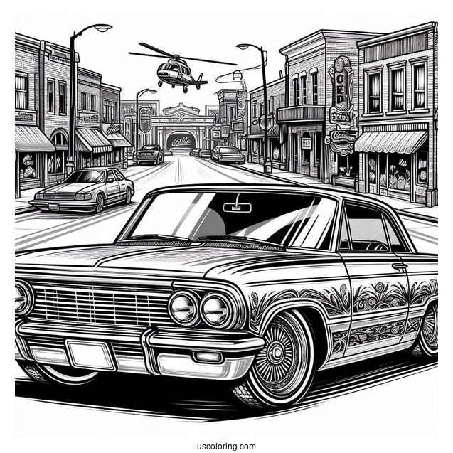Lowrider Coloring Page Chevrolet Impala With Custom Paint