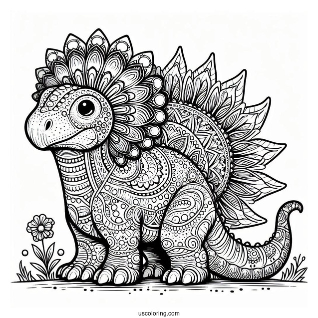 Intricate Pachycephalosaurus Coloring Page
