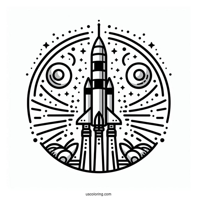 Simple Outline Of Saturn V Rocket To Color