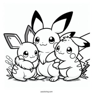 Pichu, Eevee, And Pikachu Playing Together