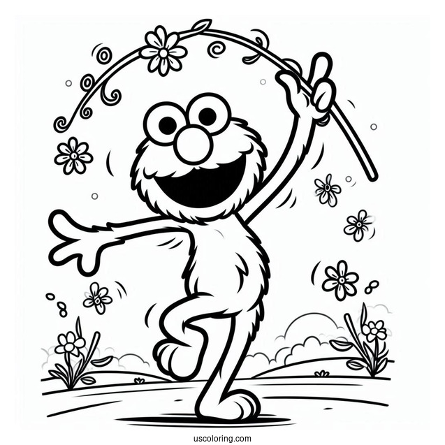Dancing Elmo Coloring Page