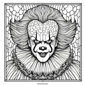 Intricate Pennywise Stained Glass Coloring Sheet