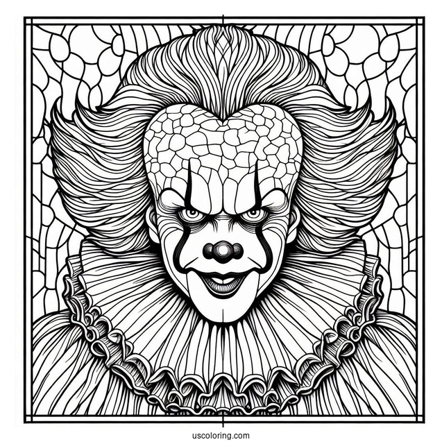 Intricate Pennywise Stained Glass Coloring Sheet