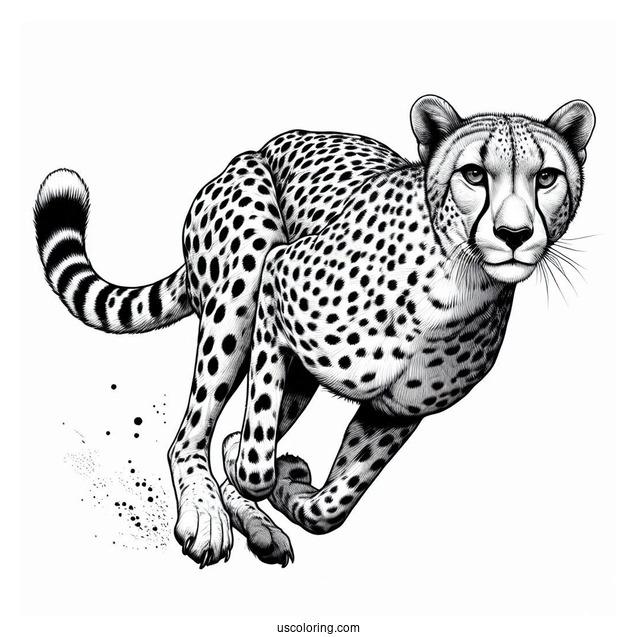 Realistic Cheetah Coloring Page In Mid Run