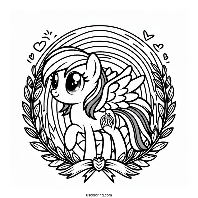 Beautiful Rainbow Dash Coloring Page With Cape And Laurel Wreath