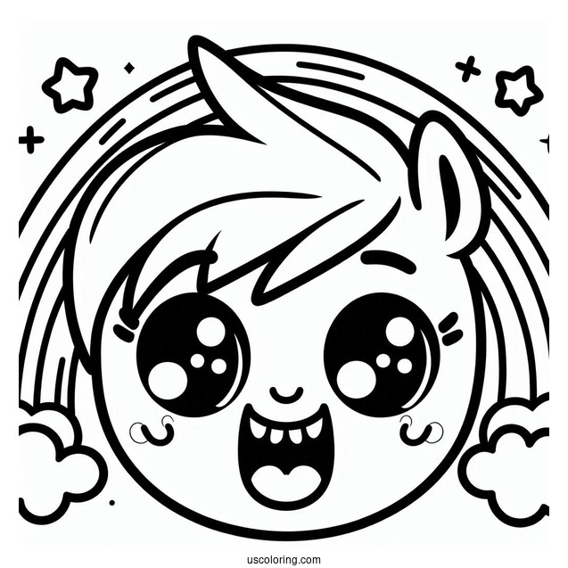 Cyan Smiling With Sharp Teeth Rainbow Friends Coloring Page For Kids