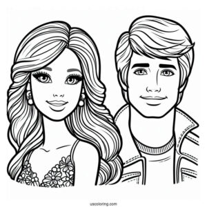 Barbie And Ken Coloring Page For Kids